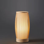 Traditional Japanese Cylinder Bamboo Wood 1-Light Table Lamp For Bedroom Lumendat