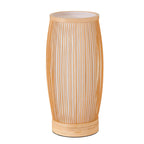 Traditional Japanese Cylinder Bamboo Wood 1-Light Table Lamp For Bedroom Lumendat