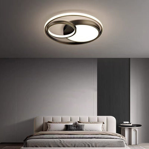 Modern Luxury Circle Copper Acrylic LED Flush Mount Ceiling Light For Bedroom