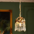 Traditional French Crown Brass Crystal 1-Light Pendant Light For Bedroom