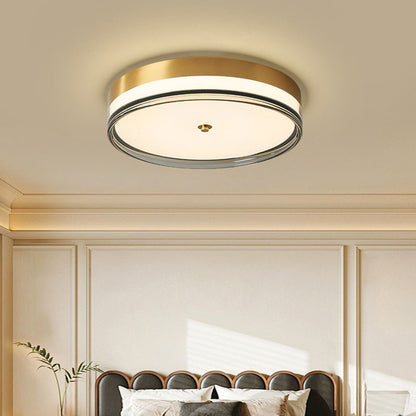 Contemporary Nordic Round Copper Acrylic LED Flush Mount Ceiling Light For Bedroom