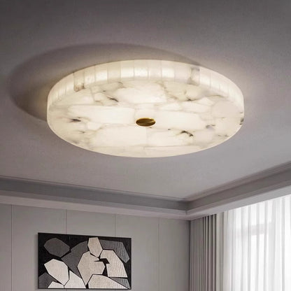 Contemporary Creative Round Brass Marble LED Flush Mount Ceiling Light for Bedroom