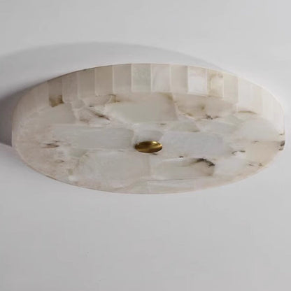 Contemporary Creative Round Brass Marble LED Flush Mount Ceiling Light for Bedroom