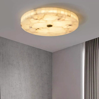 Contemporary Creative Round Brass Marble LED Flush Mount Ceiling Light for Bedroom