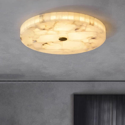 Contemporary Creative Round Brass Marble LED Flush Mount Ceiling Light for Bedroom