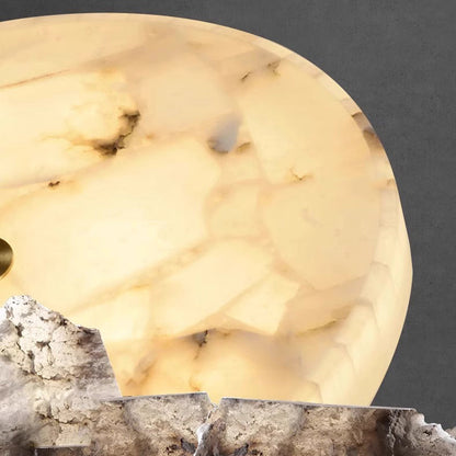 Contemporary Creative Round Brass Marble LED Flush Mount Ceiling Light for Bedroom