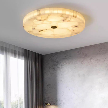 Contemporary Creative Round Brass Marble LED Flush Mount Ceiling Light for Bedroom
