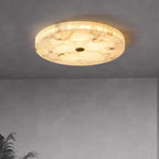 Contemporary Creative Round Brass Marble LED Flush Mount Ceiling Light for Bedroom