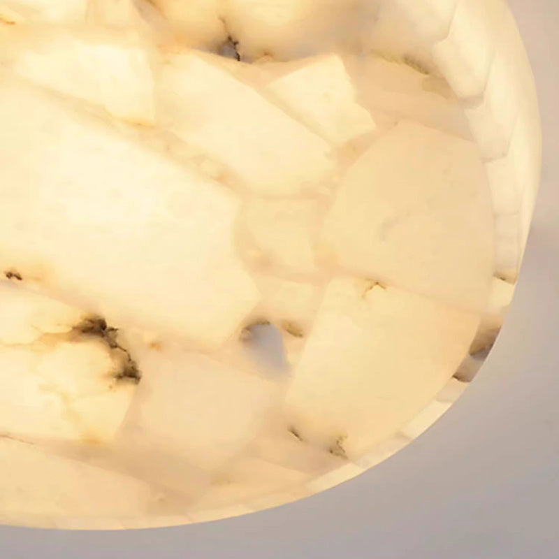 Contemporary Creative Round Brass Marble LED Flush Mount Ceiling Light for Bedroom