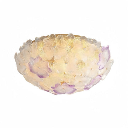 Traditional French Flower Dome Glass Metal 6/9 Light Semi-flush Mount Ceiling Light for Bedroom