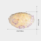 Traditional French Flower Dome Glass Metal 6/9 Light Semi-flush Mount Ceiling Light for Bedroom