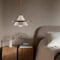Traditional Japanese Cone Yellow Travertine Walnut 1-Light Pendant Light For Bedroom