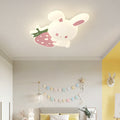 Modern Art Deco Kids Rabbit-Shaped Iron PE LED Flush Mount Ceiling Light for Bedroom