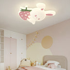 Modern Art Deco Kids Rabbit-Shaped Iron PE LED Flush Mount Ceiling Light for Bedroom