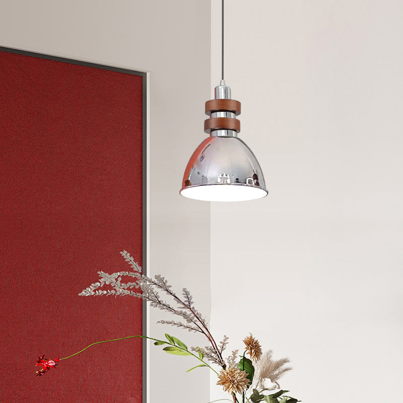 Modern Minimalist Dome Pendant Light 1-Light Iron Metal Ceiling Fixture for Bedroom