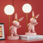 Contemporary Kids Table Lamp – Cartoon Rabbit Ceramic & Metal LED Light for Bedroom Lumendat