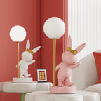 Contemporary Kids Table Lamp – Cartoon Rabbit Ceramic & Metal LED Light for Bedroom Lumendat