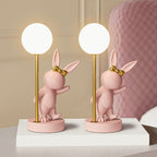 Contemporary Kids Table Lamp – Cartoon Rabbit Ceramic & Metal LED Light for Bedroom Lumendat