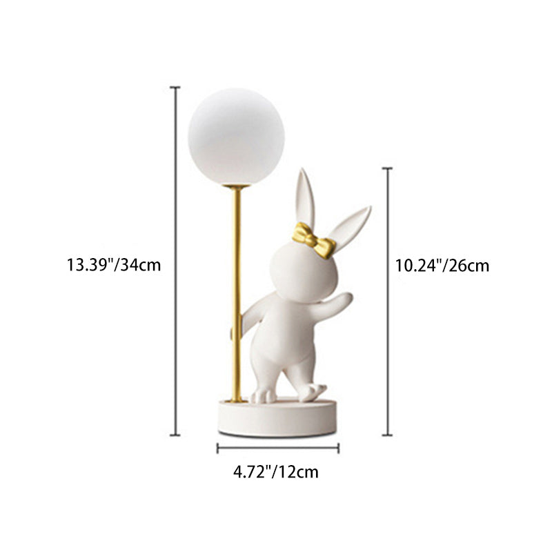 Contemporary Kids Table Lamp – Cartoon Rabbit Ceramic & Metal LED Light for Bedroom Lumendat
