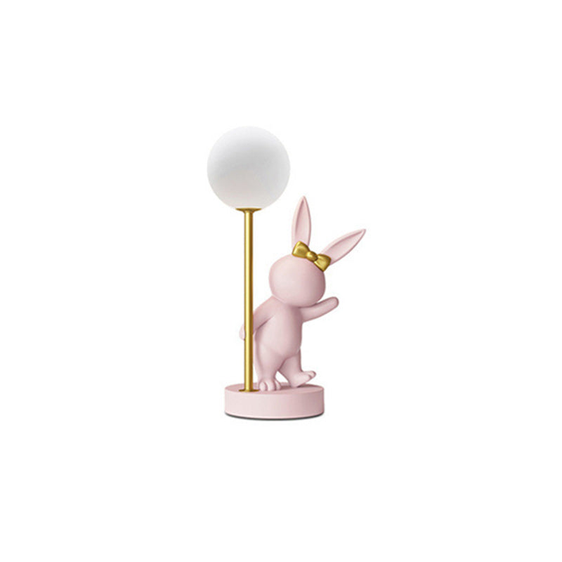 Contemporary Kids Table Lamp – Cartoon Rabbit Ceramic & Metal LED Light for Bedroom Lumendat