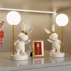 Contemporary Kids Table Lamp – Cartoon Rabbit Ceramic & Metal LED Light for Bedroom Lumendat