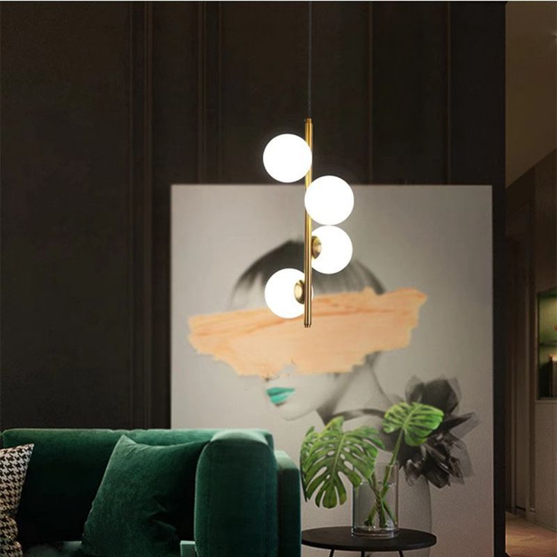 Contemporary Nordic Sphere Pendant Light – 2/3/4 Lights in Iron & Glass for Bedroom