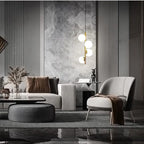 Contemporary Nordic Sphere Pendant Light – 2/3/4 Lights in Iron & Glass for Bedroom