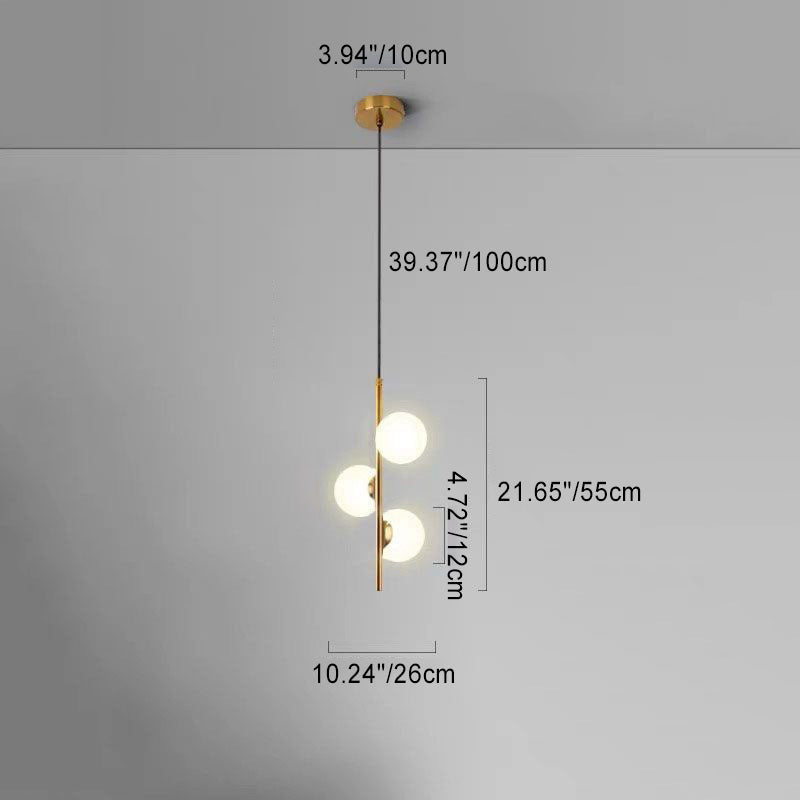 Contemporary Nordic Sphere Pendant Light – 2/3/4 Lights in Iron & Glass for Bedroom