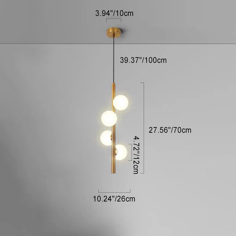 Contemporary Nordic Sphere Pendant Light – 2/3/4 Lights in Iron & Glass for Bedroom