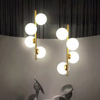 Contemporary Nordic Sphere Pendant Light – 2/3/4 Lights in Iron & Glass for Bedroom