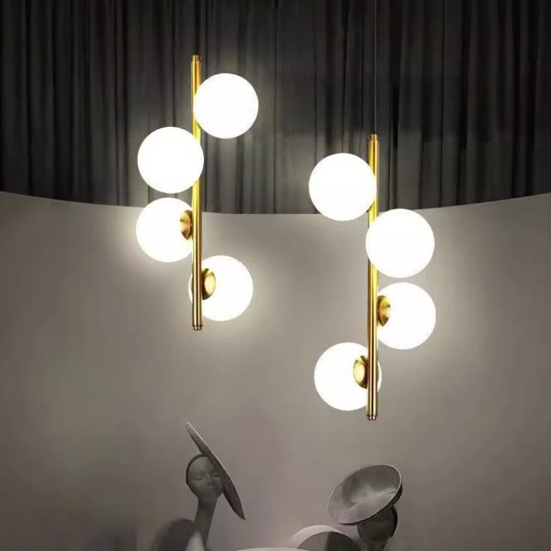 Contemporary Nordic Sphere Pendant Light – 2/3/4 Lights in Iron & Glass for Bedroom