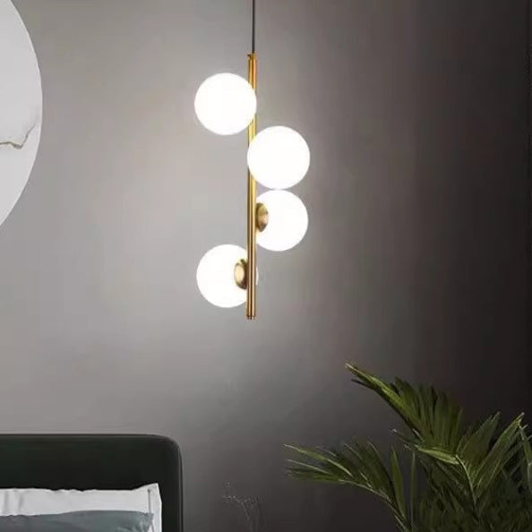 Contemporary Nordic Sphere Pendant Light – 2/3/4 Lights in Iron & Glass for Bedroom