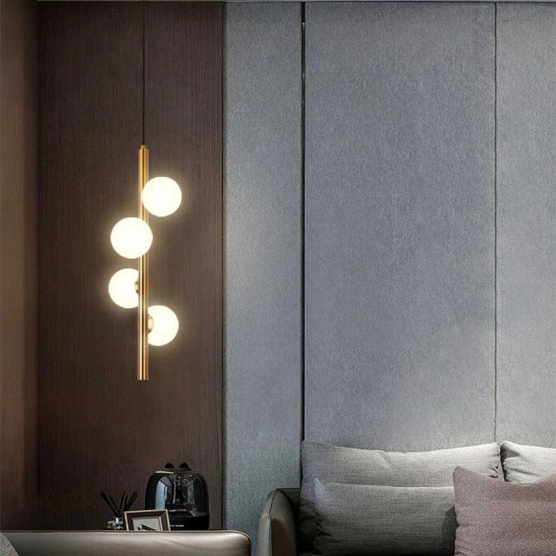 Contemporary Nordic Sphere Pendant Light – 2/3/4 Lights in Iron & Glass for Bedroom