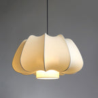 Traditional Japanese Dome Iron Fabric 1-Light Pendant Light For Living Room