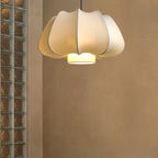 Traditional Japanese Dome Iron Fabric 1-Light Pendant Light For Living Room