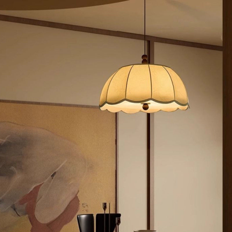 Traditional French Dome Iron Fabric 4-light Pendant Light for Bedroom