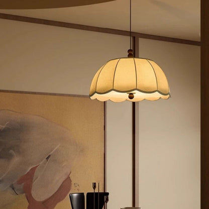 Traditional French Dome Iron Fabric 4-light Pendant Light for Bedroom