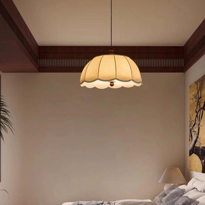 Traditional French Dome Iron Fabric 4-light Pendant Light for Bedroom