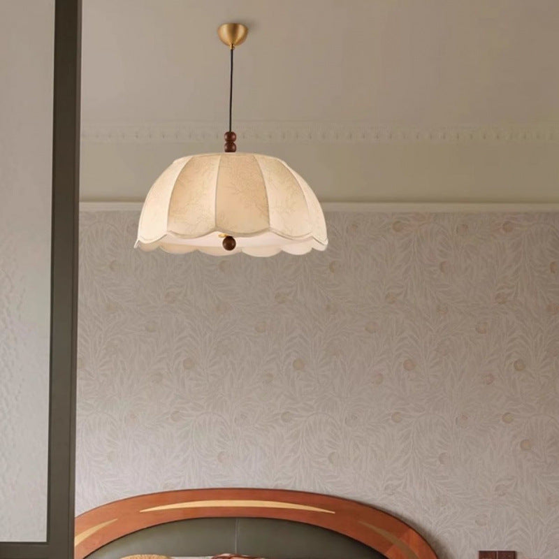 Traditional French Dome Iron Fabric 4-light Pendant Light for Bedroom