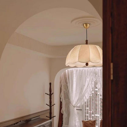 Traditional French Dome Iron Fabric 4-light Pendant Light for Bedroom