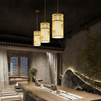 Traditional Chinese Cylinder Bamboo 1-light Pendant Light for Living Room