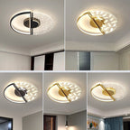 Contemporary Nordic Round Iron Glass LED Semi-Flush Mount Ceiling Light For Bedroom