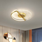 Contemporary Nordic Round Iron Glass LED Semi-Flush Mount Ceiling Light For Bedroom