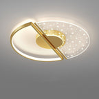 Contemporary Nordic Round Iron Glass LED Semi-Flush Mount Ceiling Light For Bedroom