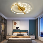 Contemporary Nordic Round Iron Glass LED Semi-Flush Mount Ceiling Light For Bedroom