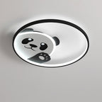 Contemporary Creative Kids Cartoon Panda Iron LED Flush Mount Ceiling Light For Bedroom