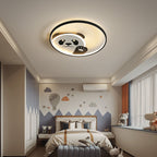 Contemporary Creative Kids Cartoon Panda Iron LED Flush Mount Ceiling Light For Bedroom