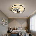 Contemporary Creative Kids Cartoon Panda Iron LED Flush Mount Ceiling Light For Bedroom