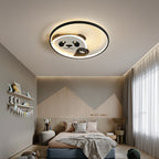 Contemporary Creative Kids Cartoon Panda Iron LED Flush Mount Ceiling Light For Bedroom
