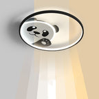 Contemporary Creative Kids Cartoon Panda Iron LED Flush Mount Ceiling Light For Bedroom